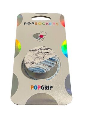 NWT PopSocket PopGrip Marble Phone Grip in White and Gray